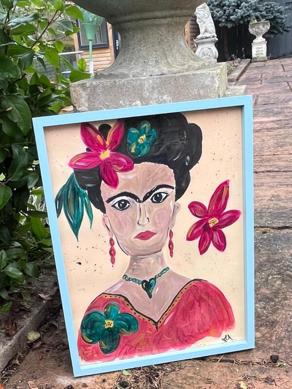 Frida style lady faces framed