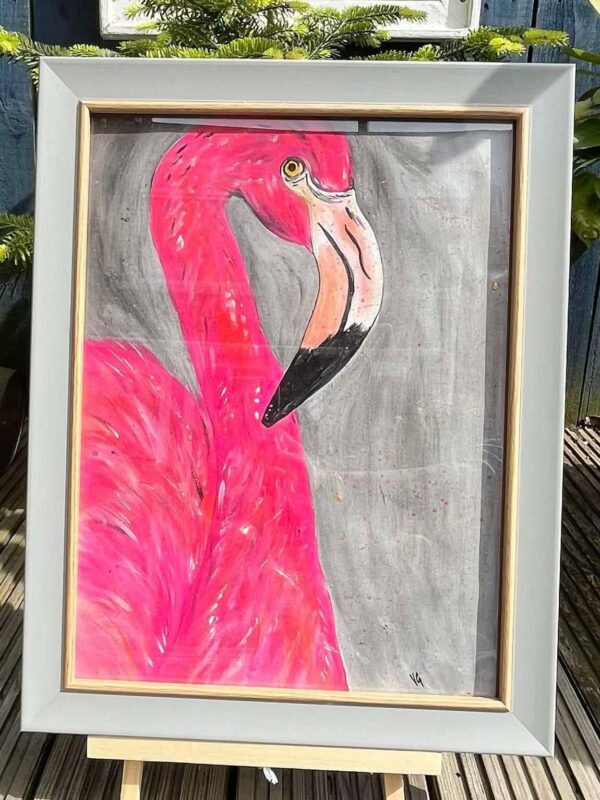 Fern flamingo framed