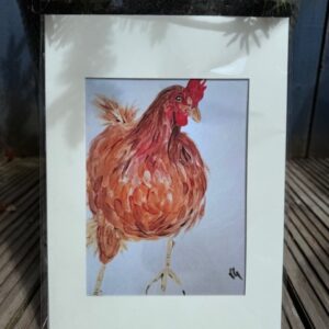 A5 Mounted Henrietta Chicken Print
