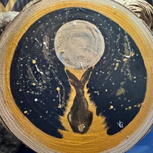 Moon Gazing Hare Wood Slice